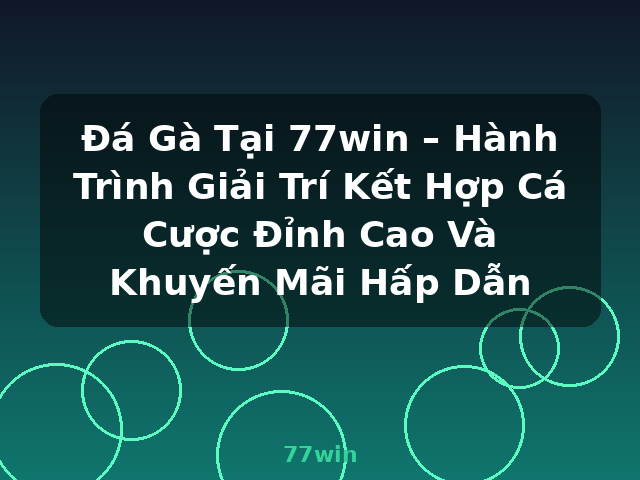 Đá Gà Tại 77win – Hành Trình Giải Trí Kết Hợp Cá Cược Đỉnh Cao Và Khuyến Mãi Hấp Dẫn - 77win